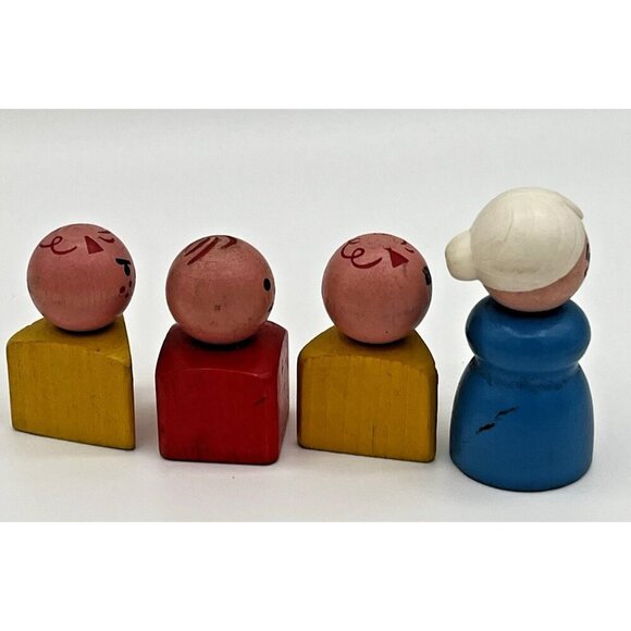 Vintage Fisher Price LACING SHOE LITTLE PEOPLE Old woman Dog Boy & Girl lot (4) - Picture 3 of 8